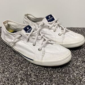 Sperry Top-Sider Memory Foam White Canvas Shoes Size 9.5